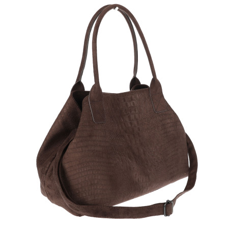 Torebka damska shopper worek zamszowa modna lekka torba L540 Czekoladowa