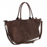 Torebka damska shopper worek zamszowa modna lekka torba L540 Czekoladowa