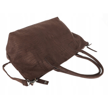 Torebka damska shopper worek zamszowa modna lekka torba L540 Czekoladowa