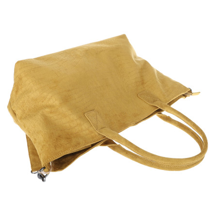 Torebka damska shopper worek zamszowa modna lekka torba L540 Musztardowa