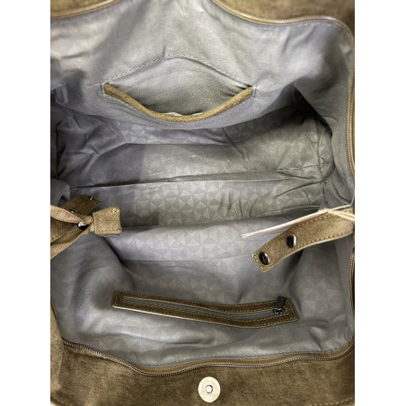 Torebka damska shopper worek zamszowa modna lekka torba L540 Czekoladowa