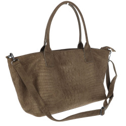 Torebka damska shopper worek zamszowa modna lekka torba pasek L540 Zielona