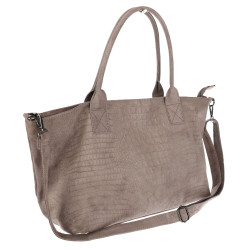 Torebka damska shopper worek zamszowa modna lekka torba L540 Beżowa Mud
