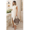 Torebka damska shopper worek zamszowa modna lekka torba L540 Beżowa Mud