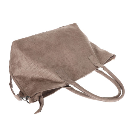 Torebka damska shopper worek zamszowa modna lekka torba L540 Beżowa Mud