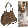 Torebka damska shopper worek zamszowa modna lekka torba pasek L540 Zielona