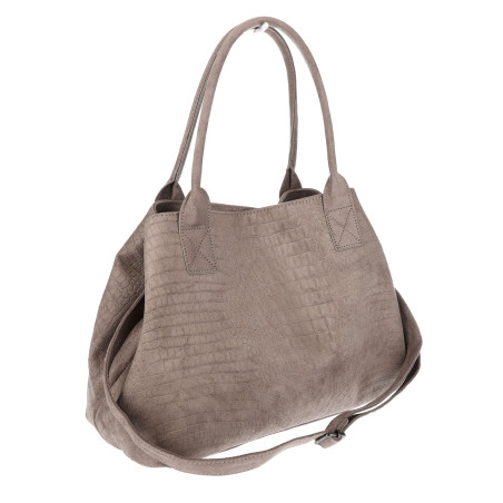 Torebka damska shopper worek zamszowa modna lekka torba L540 Beżowa Mud