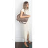 Torebka damska shopper worek zamszowa modna lekka torba L540 Beżowa Mud