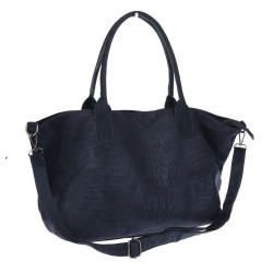 Torebka damska shopper worek zamszowa modna lekka torba L540 Granatowa