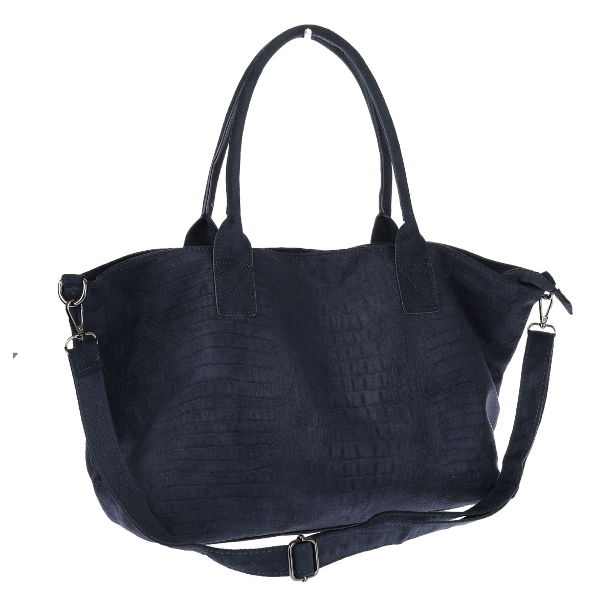 Torebka damska shopper worek zamszowa modna lekka torba L540 Granatowa