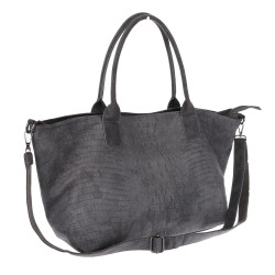 Torebka damska shopper worek zamszowa modna lekka torba na ramię L540 Szara