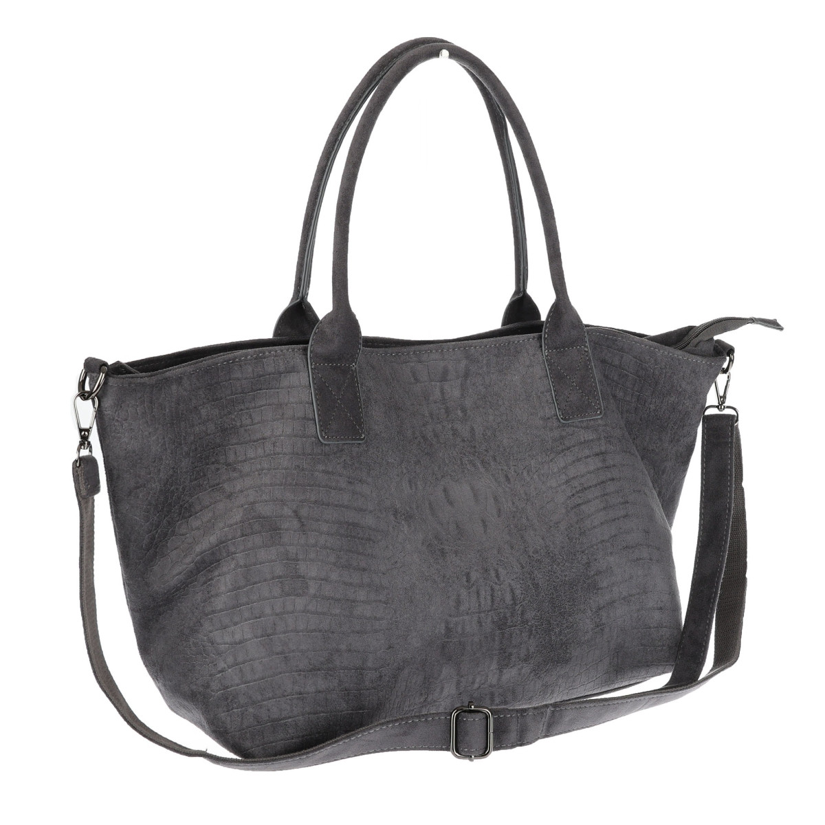 Torebka damska shopper worek zamszowa modna lekka torba na ramię L540 Szara