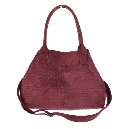 Torebka damska shopper worek zamszowa modna lekka torba pasek L540 Bordowa