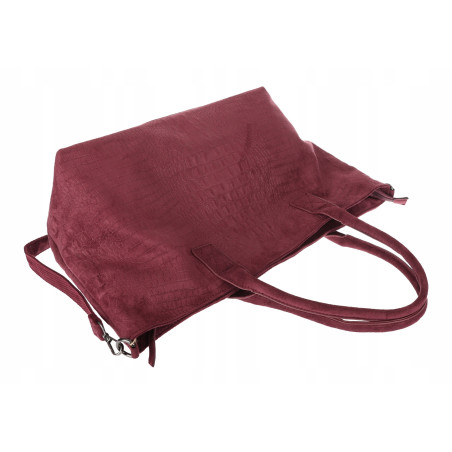 Torebka damska shopper worek zamszowa modna lekka torba pasek L540 Bordowa