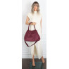 Torebka damska shopper worek zamszowa modna lekka torba pasek L540 Bordowa