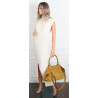 Torebka damska shopper worek zamszowa modna lekka torba L540 Musztardowa