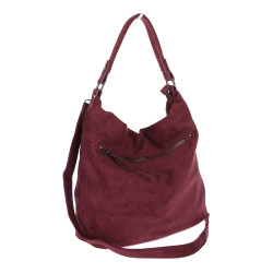 Torebka damska shopper worek zamszowa na ramię lekka torba PB40 Bordowa
