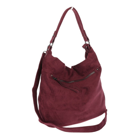 Torebka damska shopper worek zamszowa na ramię lekka torba PB40 Bordowa