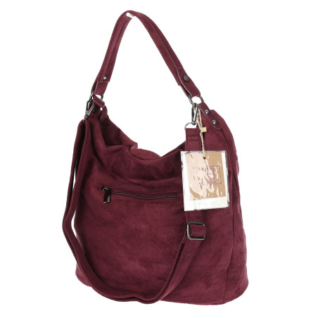 Torebka damska shopper worek zamszowa na ramię lekka torba PB40 Bordowa