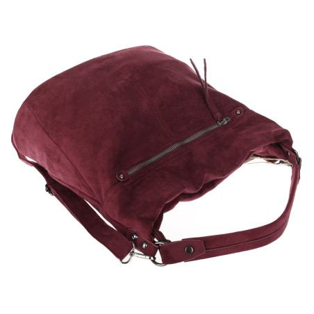Torebka damska shopper worek zamszowa na ramię lekka torba PB40 Bordowa