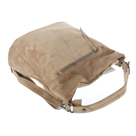 Torebka damska shopper worek zamszowa na ramię do ręki lekka PB40 Beżowa