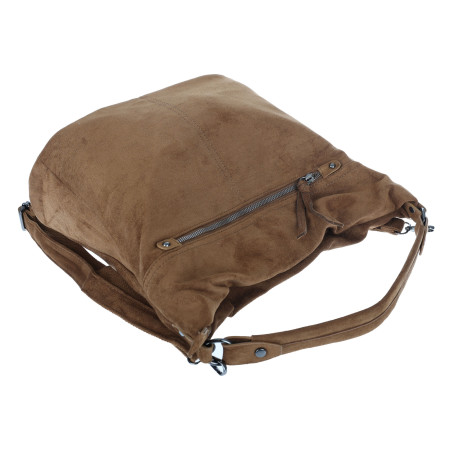 Torebka damska shopper worek zamszowa na ramię do ręki lekka PB40 Brązowa