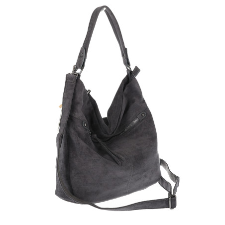Torebka damska shopper worek zamszowa na ramię do ręki lekka PB40 Szara