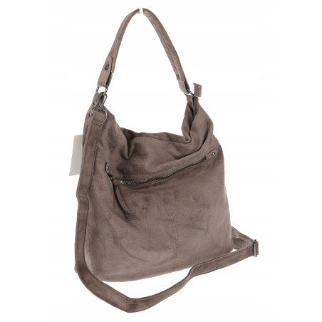 Torebka damska shopper worek zamszowa na ramię torba lekka PB40 Beżowa Mud