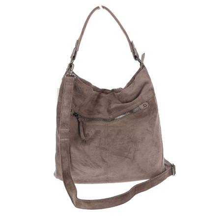 Torebka damska shopper worek zamszowa na ramię torba lekka PB40 Beżowa Mud