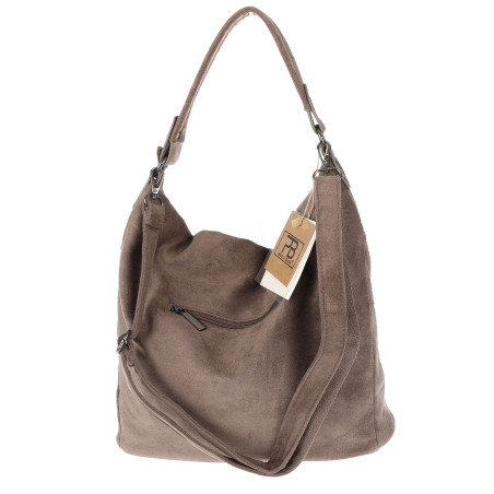 Torebka damska shopper worek zamszowa na ramię torba lekka PB40 Beżowa Mud