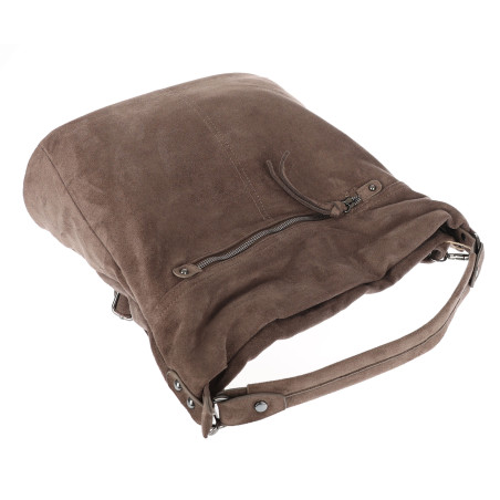 Torebka damska shopper worek zamszowa na ramię torba lekka PB40 Beżowa Mud