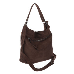 Torebka damska shopper worek zamszowa na ramię lekka torba PB40 Czekoladowa