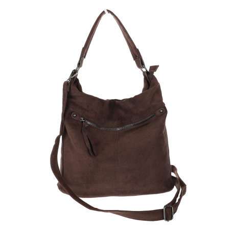 Torebka damska shopper worek zamszowa na ramię lekka torba PB40 Czekoladowa
