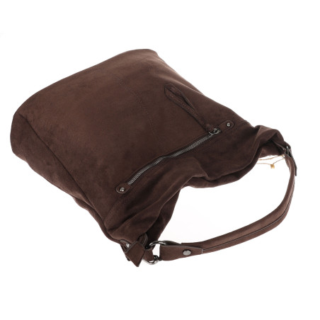 Torebka damska shopper worek zamszowa na ramię lekka torba PB40 Czekoladowa