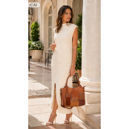 Torebka damska shopper A4 pojemna elegancka torba do pracy MC809 Brązowa