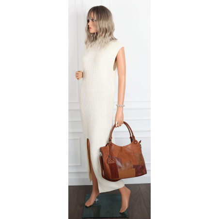 Torebka damska shopper A4 pojemna elegancka torba do pracy MC809 Brązowa