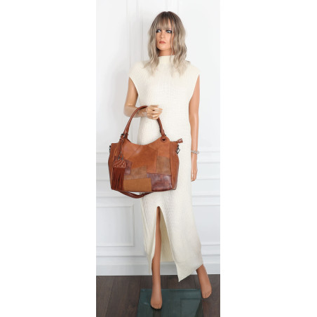 Torebka damska shopper A4 pojemna elegancka torba do pracy MC809 Brązowa