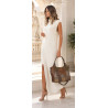 Torebka damska shopper pojemna elegancka modna torba do pracy MC809 Beżowa