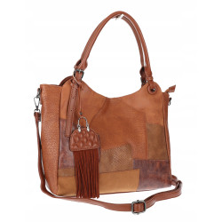 Torebka damska shopper A4 pojemna elegancka torba do pracy MC809 Brązowa