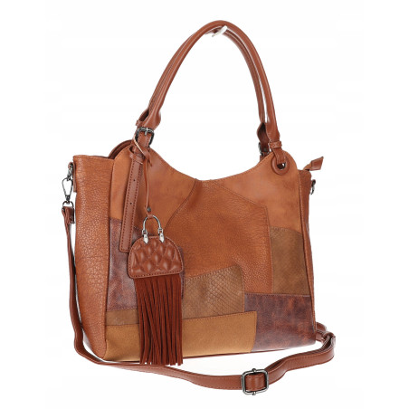 Torebka damska shopper A4 pojemna elegancka torba do pracy MC809 Brązowa