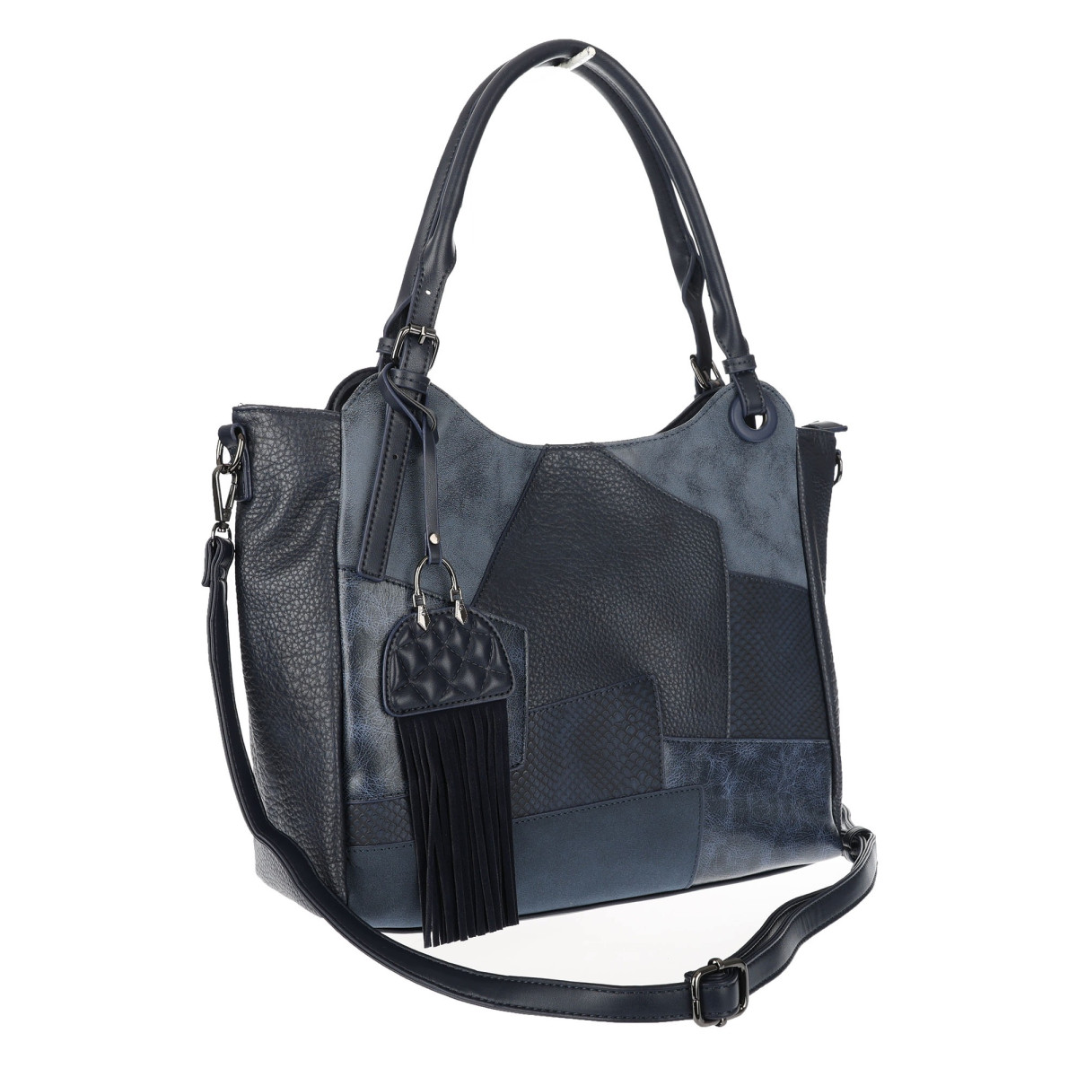 Torebka damska shopper A4 pojemna elegancka torba do pracy MC809 Granatowa