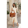 Torebka damska shopper A4 pojemna elegancka torba do pracy MC809 Brązowa