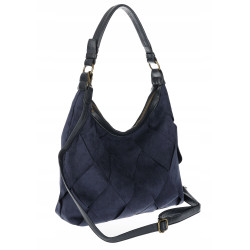 Torebka damska shopper worek zamszowa pleciona lekka torba TB49 Granatowa