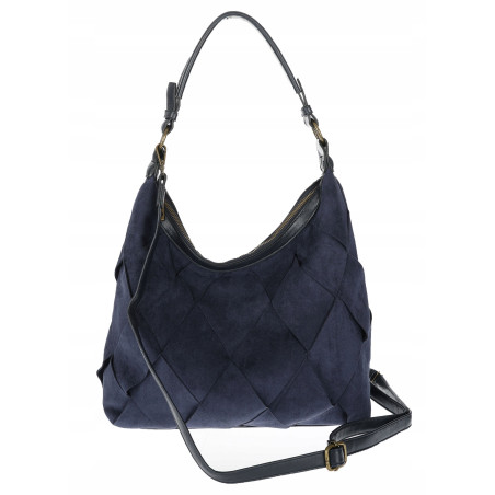 Torebka damska shopper worek zamszowa pleciona lekka torba TB49 Granatowa