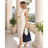 Torebka damska shopper worek zamszowa pleciona lekka torba TB49 Granatowa