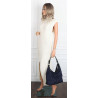 Torebka damska shopper worek zamszowa pleciona lekka torba TB49 Granatowa