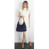 Torebka damska shopper worek zamszowa pleciona lekka torba TB49 Granatowa