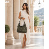 Torebka damska shopper worek zamszowa pleciona lekka torba TB49 Zielona
