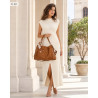 Torebka damska shopper zamszowa pojemna A4 torba na ramię 403E Brązowa