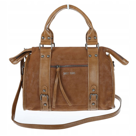 Torebka damska shopper kuferek modna torba do pracy szkoły WS518 Brązowa